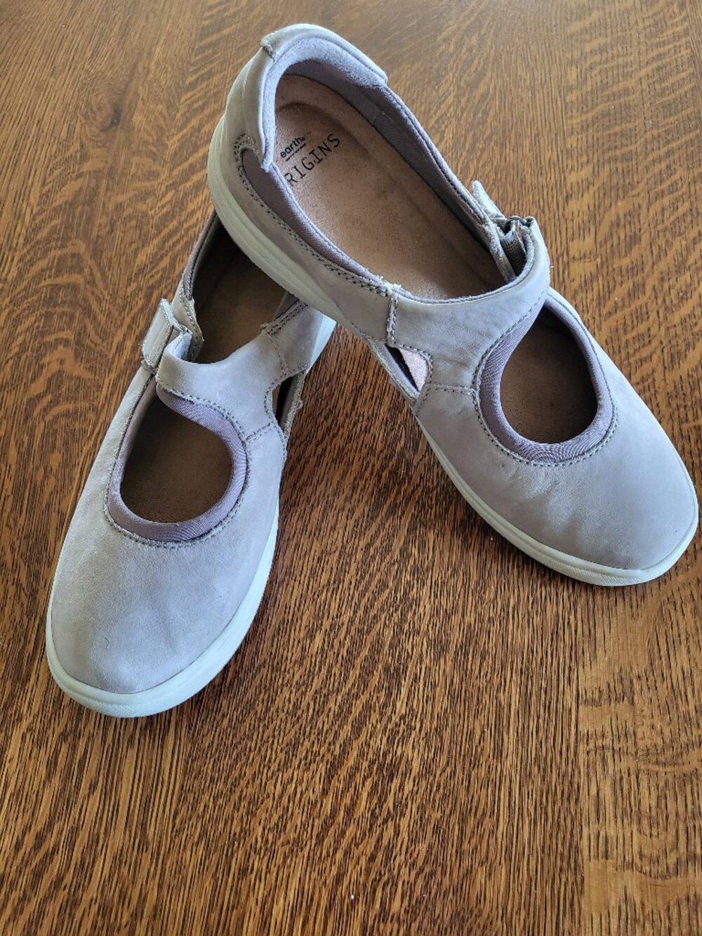 Earth Origins Nubuck Suede Slip-on Mary Jane Taupe Size 8.5